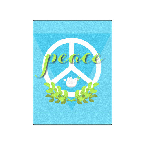 Peace Sign White Dove Olive Branch Blanket 50"x60"