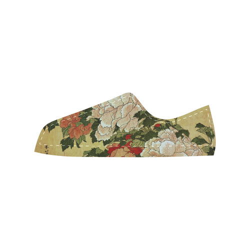Peonies Butterfly Hokusai Japanese Floral Nature A Women's Classic Canvas Shoes (Model 018)