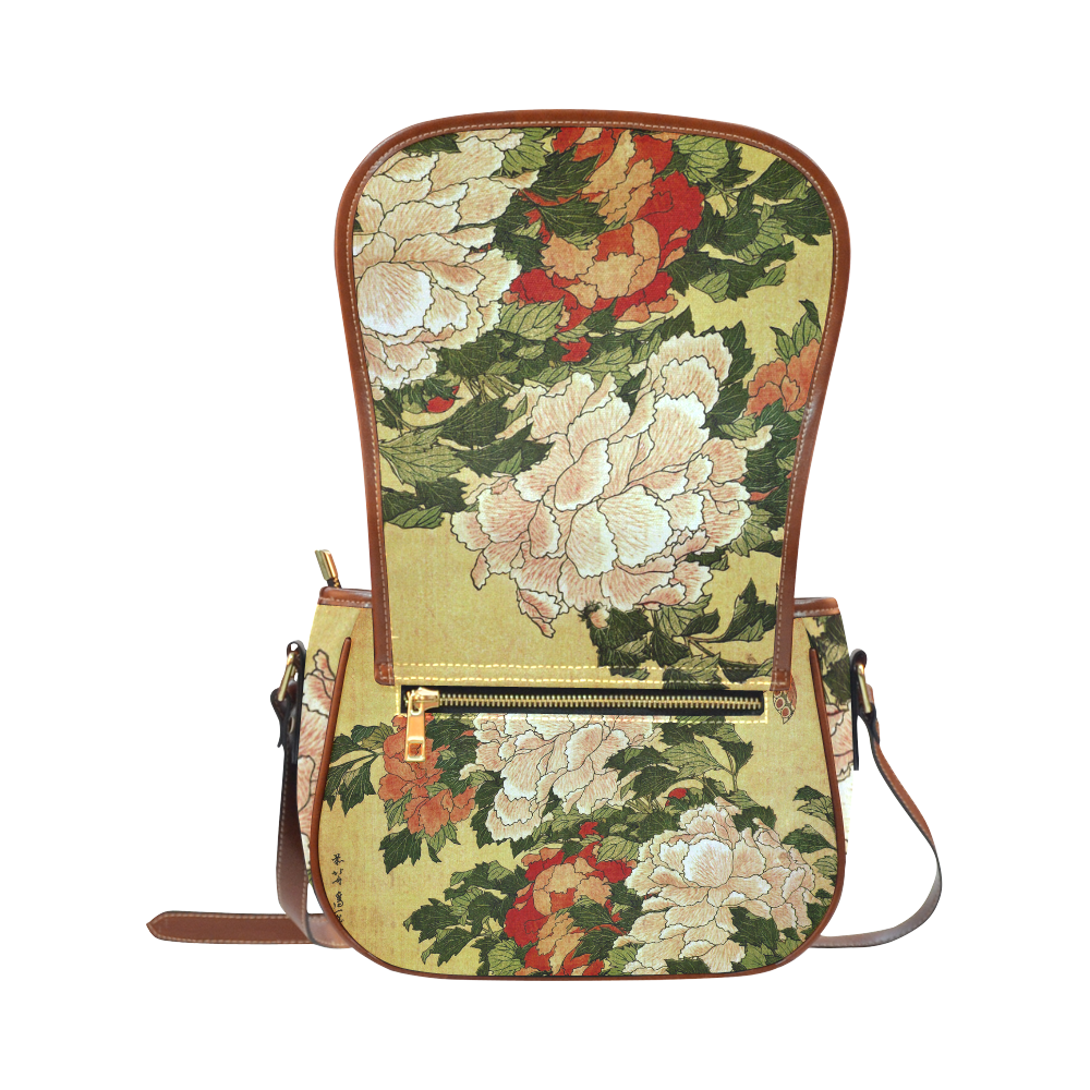 Peonies Butterfly Hokusai Japanese Floral Nature A Saddle Bag/Small (Model 1649) Full Customization