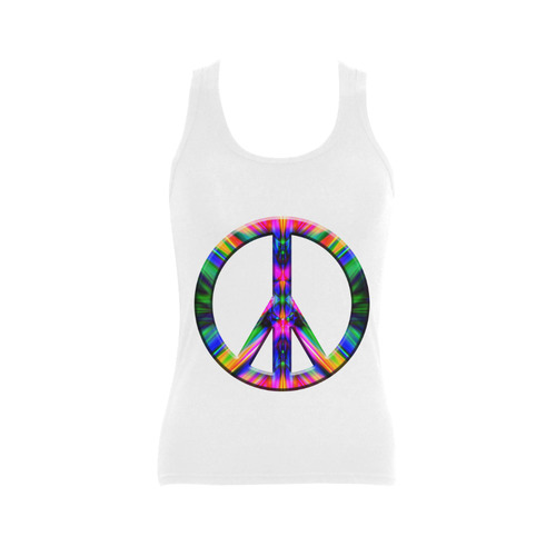 Groovy Psychedelic Peace Sign Women's Shoulder-Free Tank Top (Model T35)