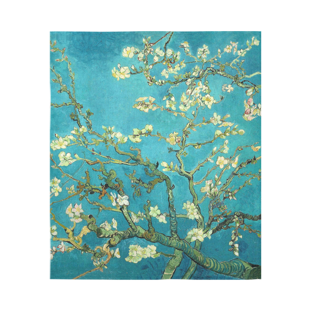 Vincent Van Gogh Blossoming Almond Tree Floral Art Cotton Linen Wall Tapestry 51"x 60"