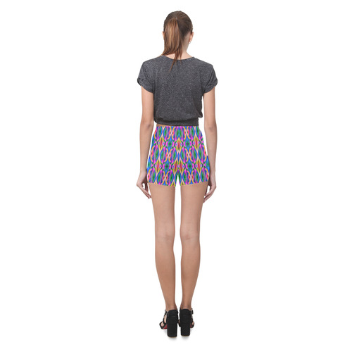 Groovy Psychedelic Pink/Blue Abstract Briseis Skinny Shorts (Model L04)