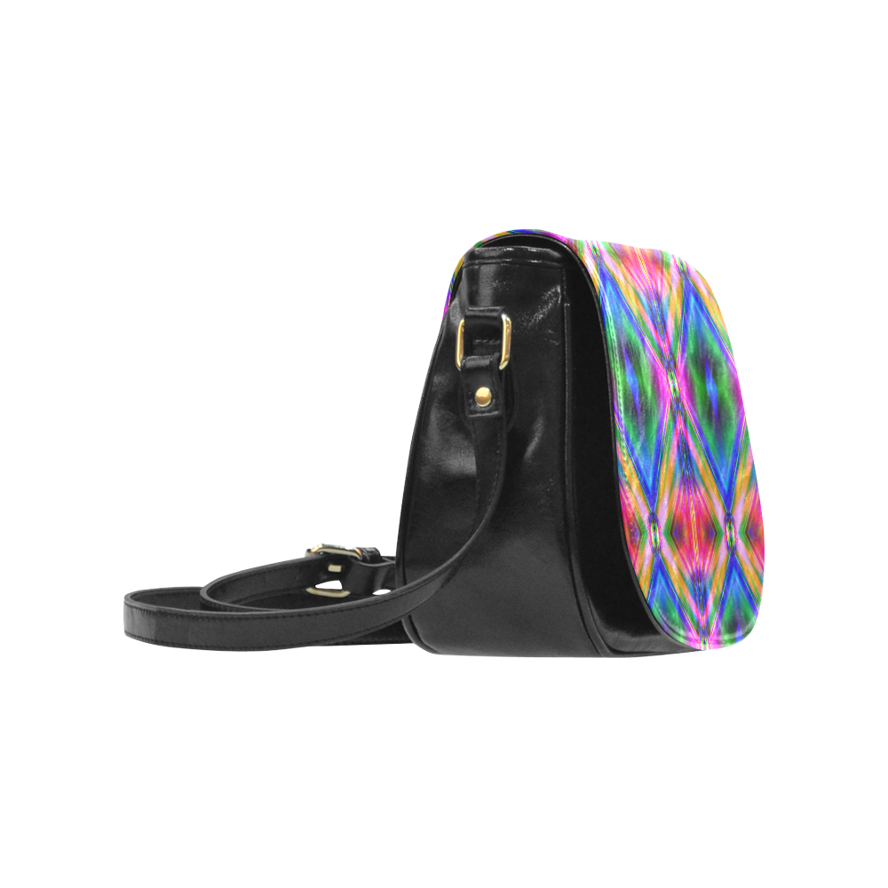 Groovy Psychedelic Diamonds (Pinks and Blues) Classic Saddle Bag/Small (Model 1648)