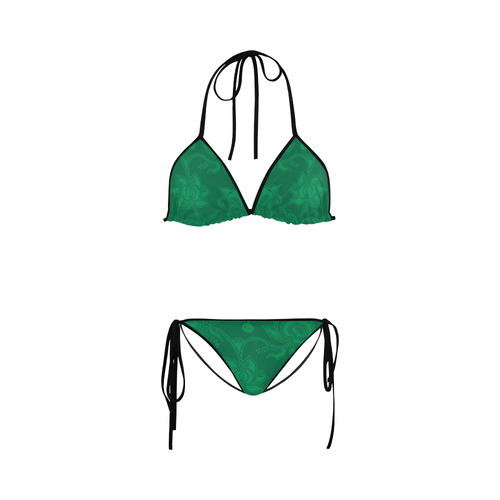 Vintage Floral Green Custom Bikini Swimsuit