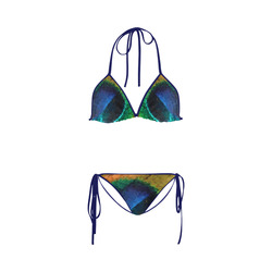 Eye of the Peacock Feather Pixel Custom Bikini Swimsuit