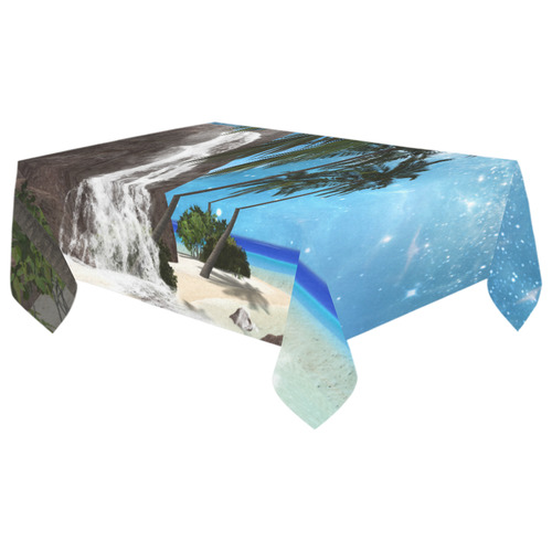 Seascape in the night Cotton Linen Tablecloth 60"x 104"