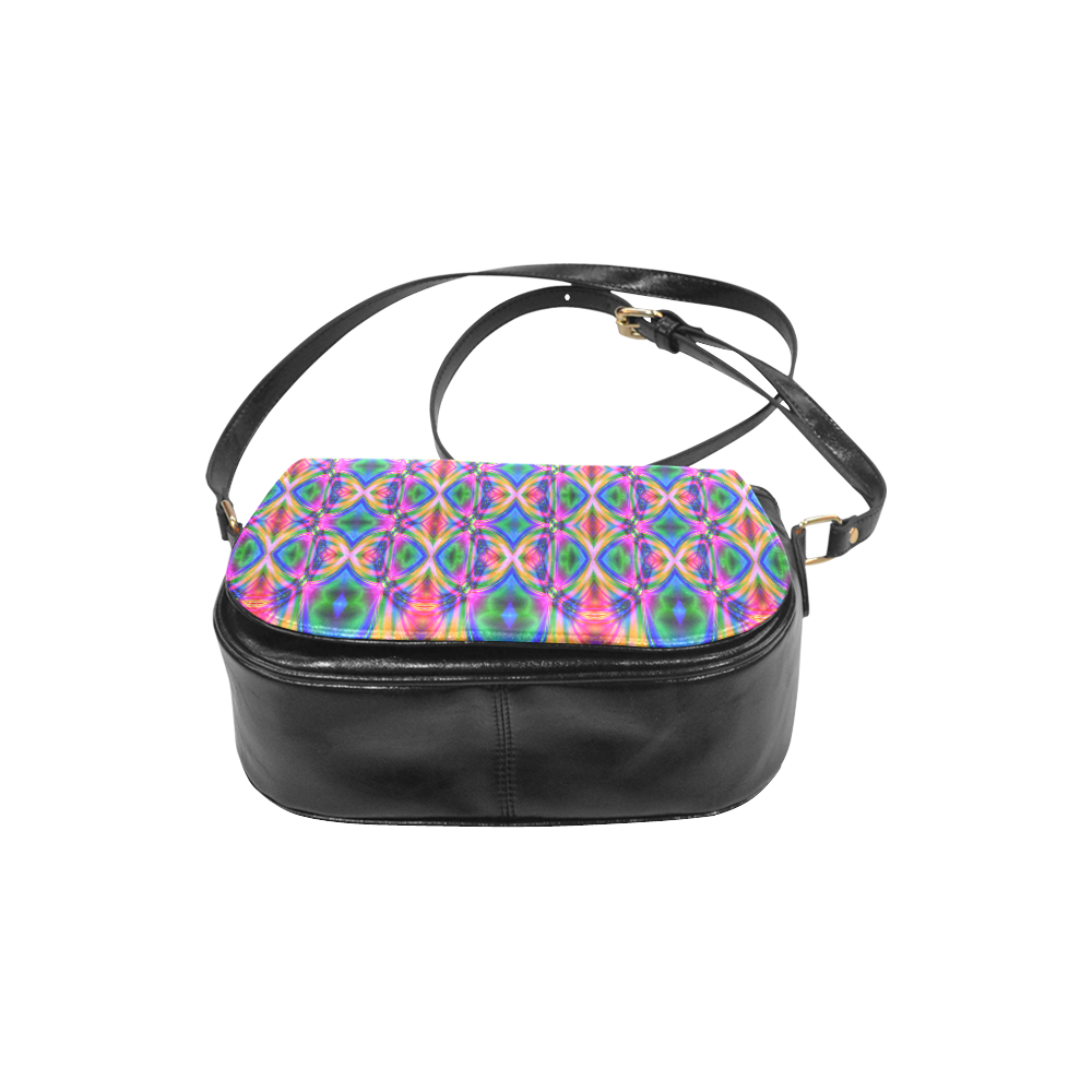 Groovy Psychedelic Pink/Blue Abstract Classic Saddle Bag/Small (Model 1648)