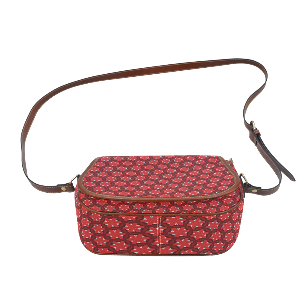 Red Passion Floral Pattern Saddle Bag/Small (Model 1649) Full Customization