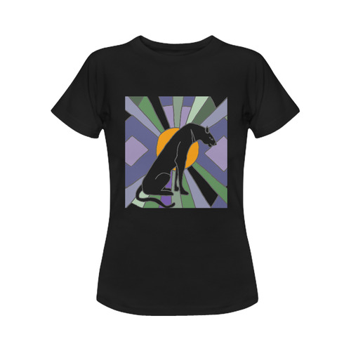 Artsy Panther Cat Art Deco Women's Classic T-Shirt (Model T17）