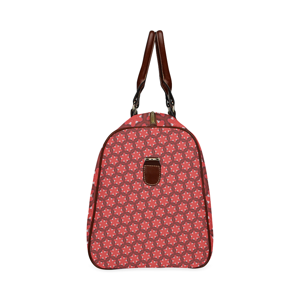 Red Passion Floral Pattern Waterproof Travel Bag/Large (Model 1639)