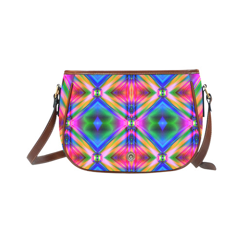 Groovy Psychedelic Diamonds (Pinks and Blues) Saddle Bag/Small (Model 1649) Full Customization