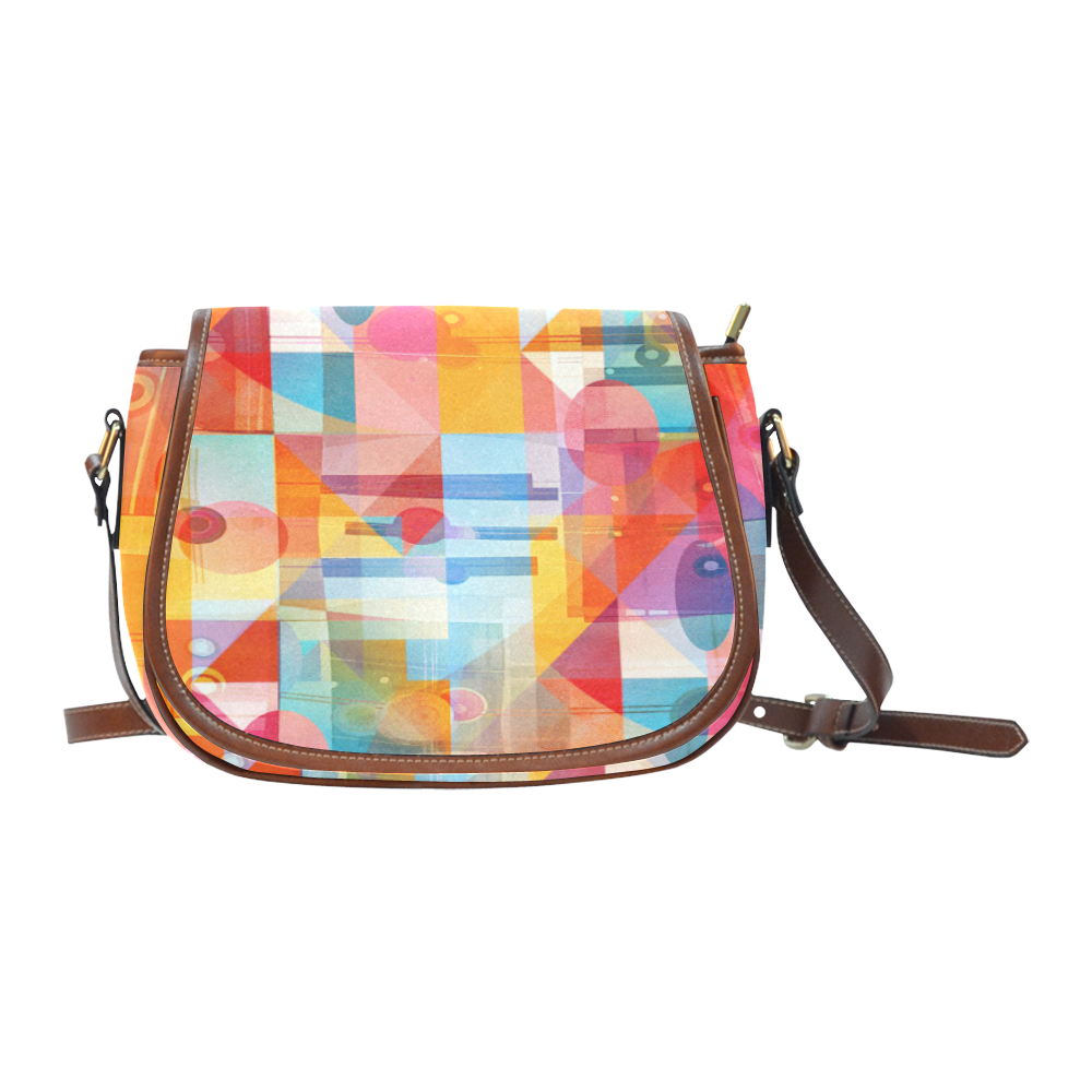 Sunny Geometric Whimsy Saddle Bag/Small (Model 1649) Full Customization