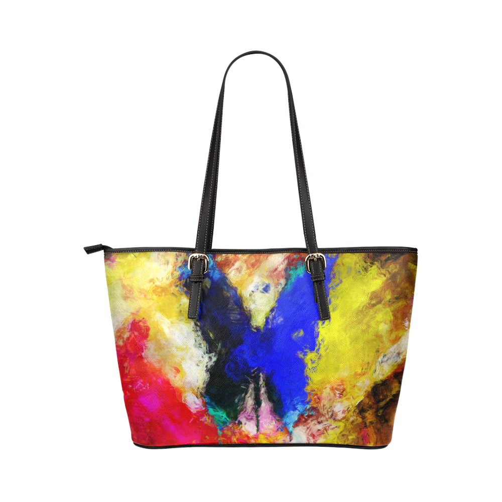 butterfly impressionism Leather Tote Bag/Large (Model 1651)