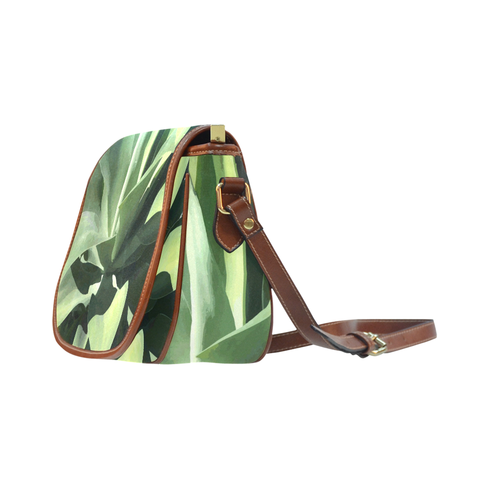 Green Succulent Desert Nature Art Saddle Bag/Small (Model 1649) Full Customization