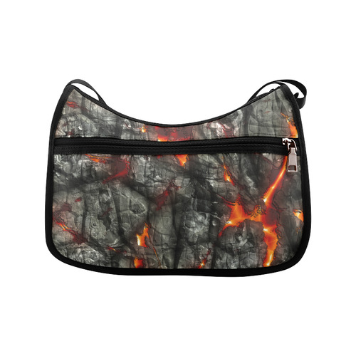 Red fire, black stone fantastic abstract texture Crossbody Bags (Model 1616)