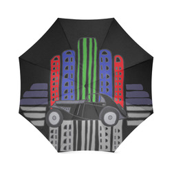 Cool Retro Car and Buildings Foldable Umbrella (Model U01)