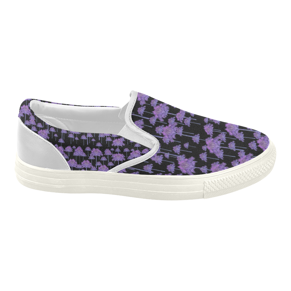 Palm Tree Motif Pattern Women's Slip-on Canvas Shoes (Model 019)