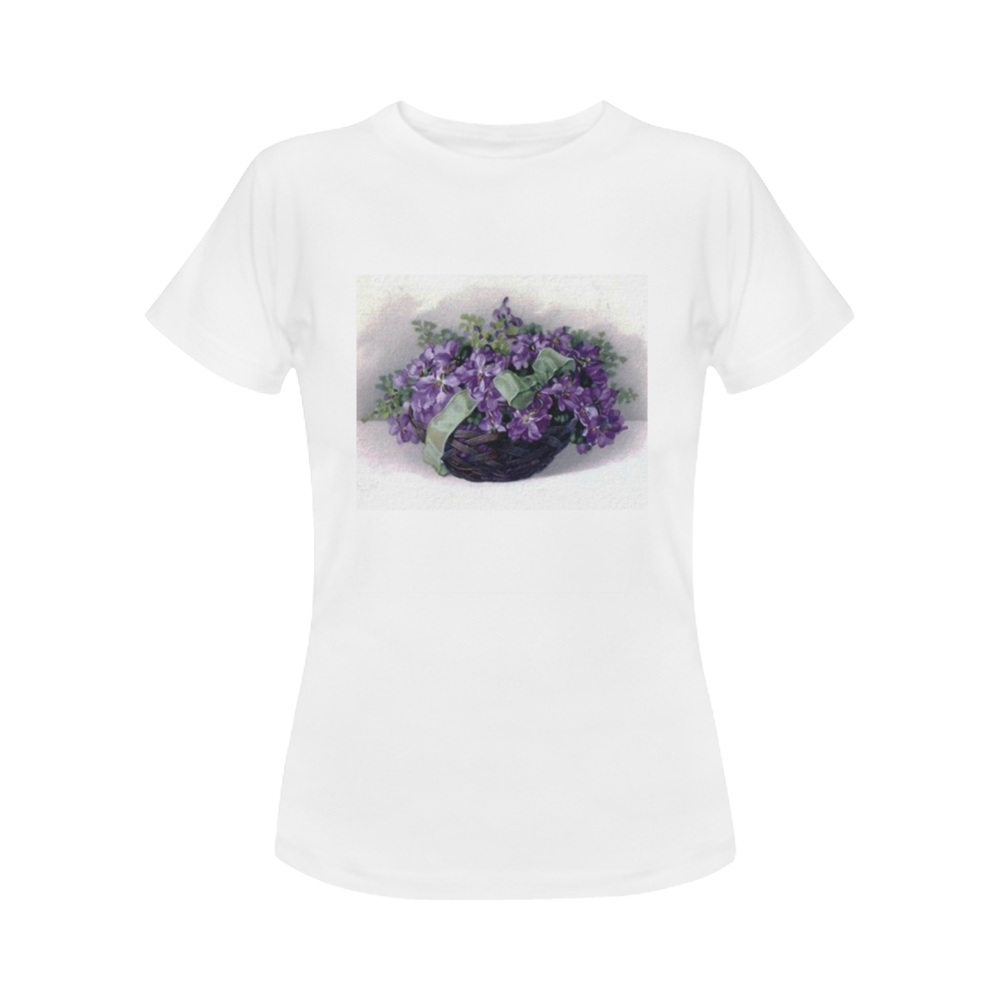 Vintage Violets Basket Women's Classic T-Shirt (Model T17）