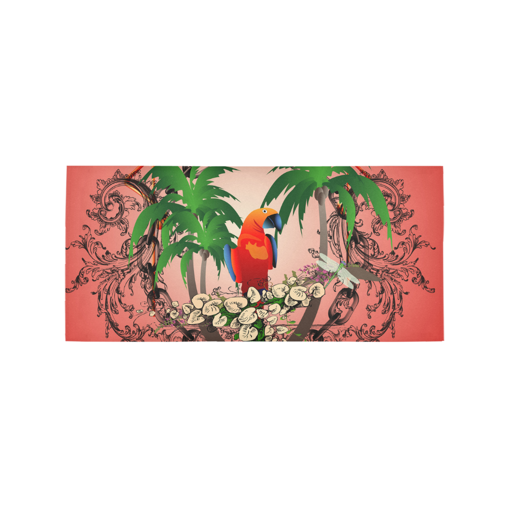 Funny parrot, tropical design Area Rug 7'x3'3''