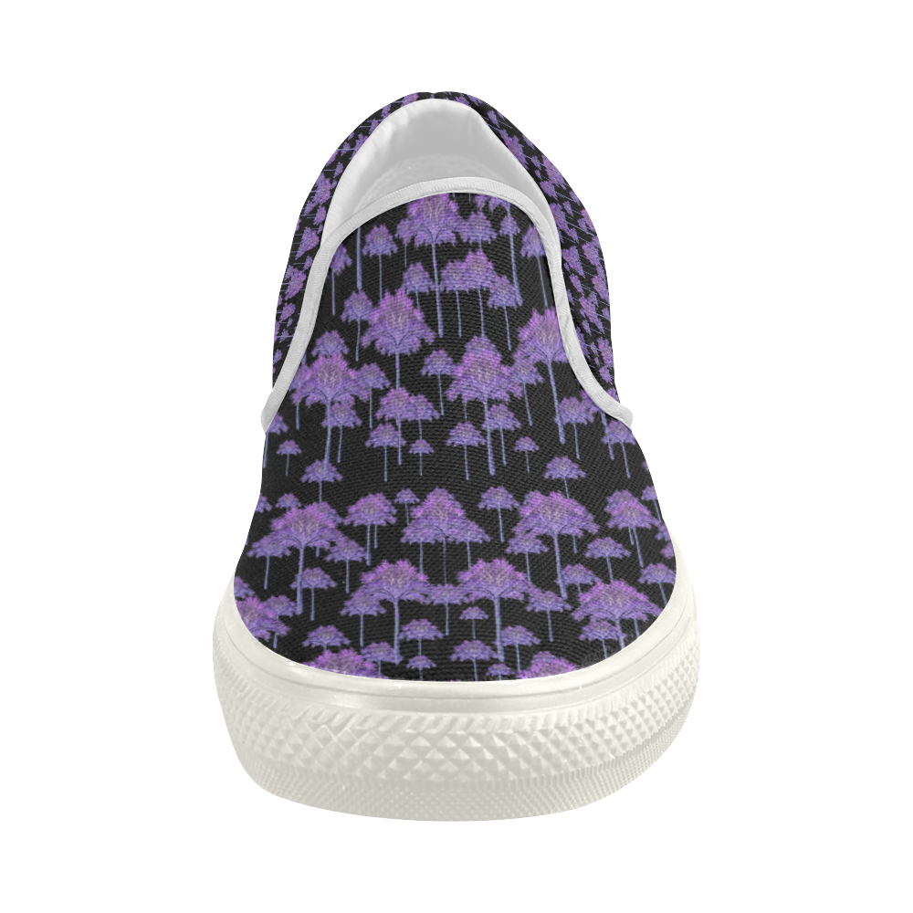 Palm Tree Motif Pattern Women's Slip-on Canvas Shoes (Model 019)