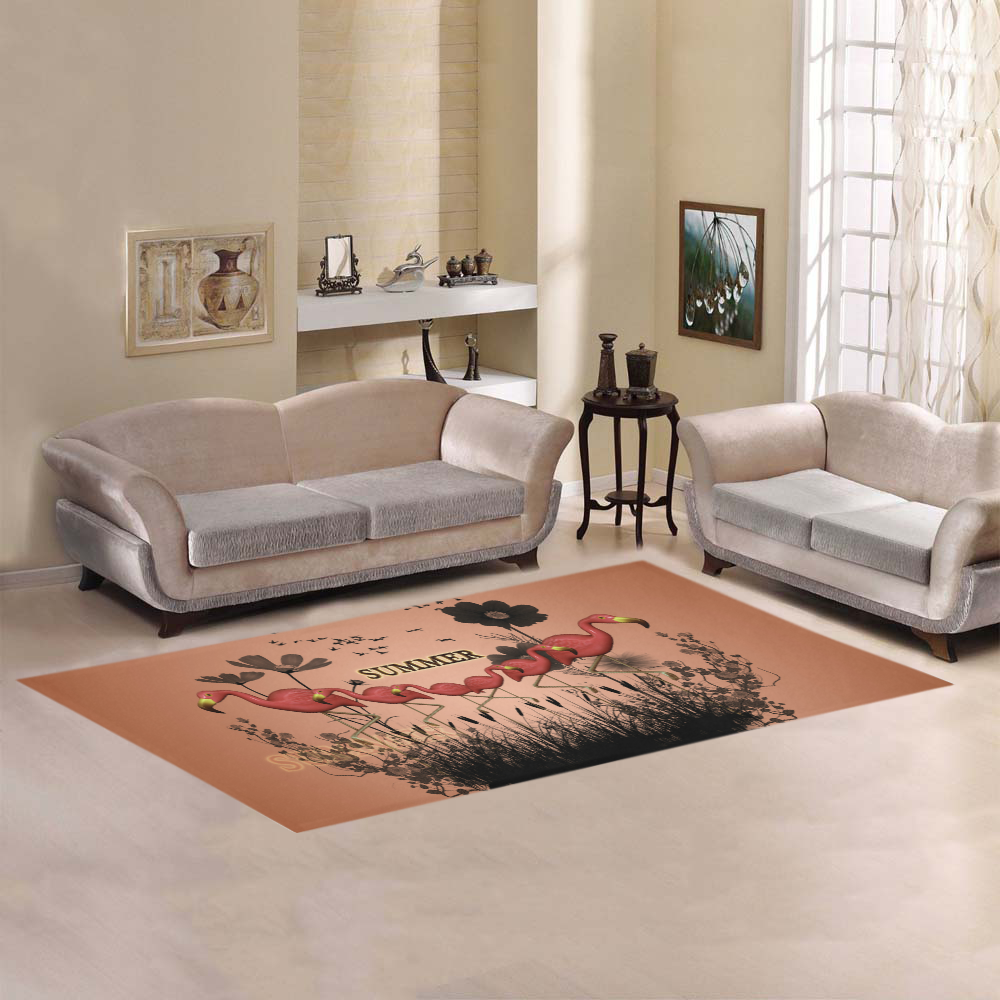 Summer design with flamingo Area Rug 7'x3'3''