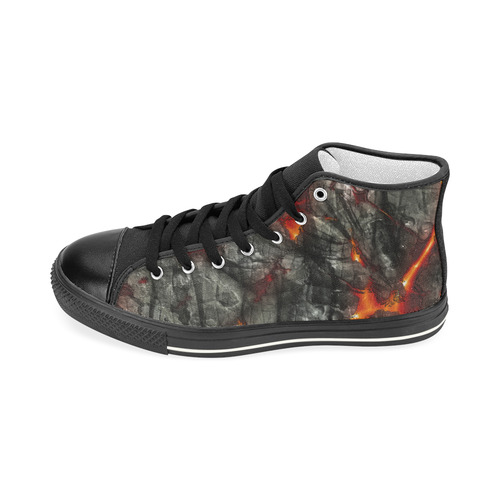 Red fire, black stone fantastic abstract texture Men’s Classic High Top Canvas Shoes (Model 017)