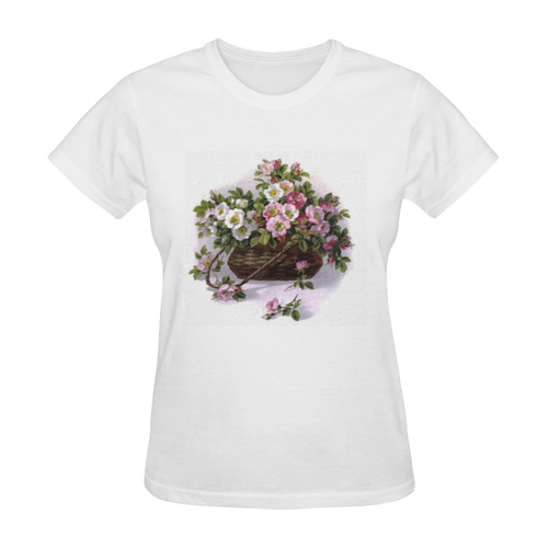 Vintage Wild Roses Basket Sunny Women's T-shirt (Model T05)