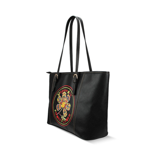 VeggieArt Power Flower Leather Tote Bag/Small (Model 1640)