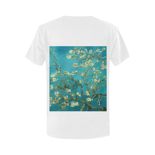 Vincent Van Gogh Blossoming Almond Tree Floral Art Women's T-Shirt in USA Size (Two Sides Printing)