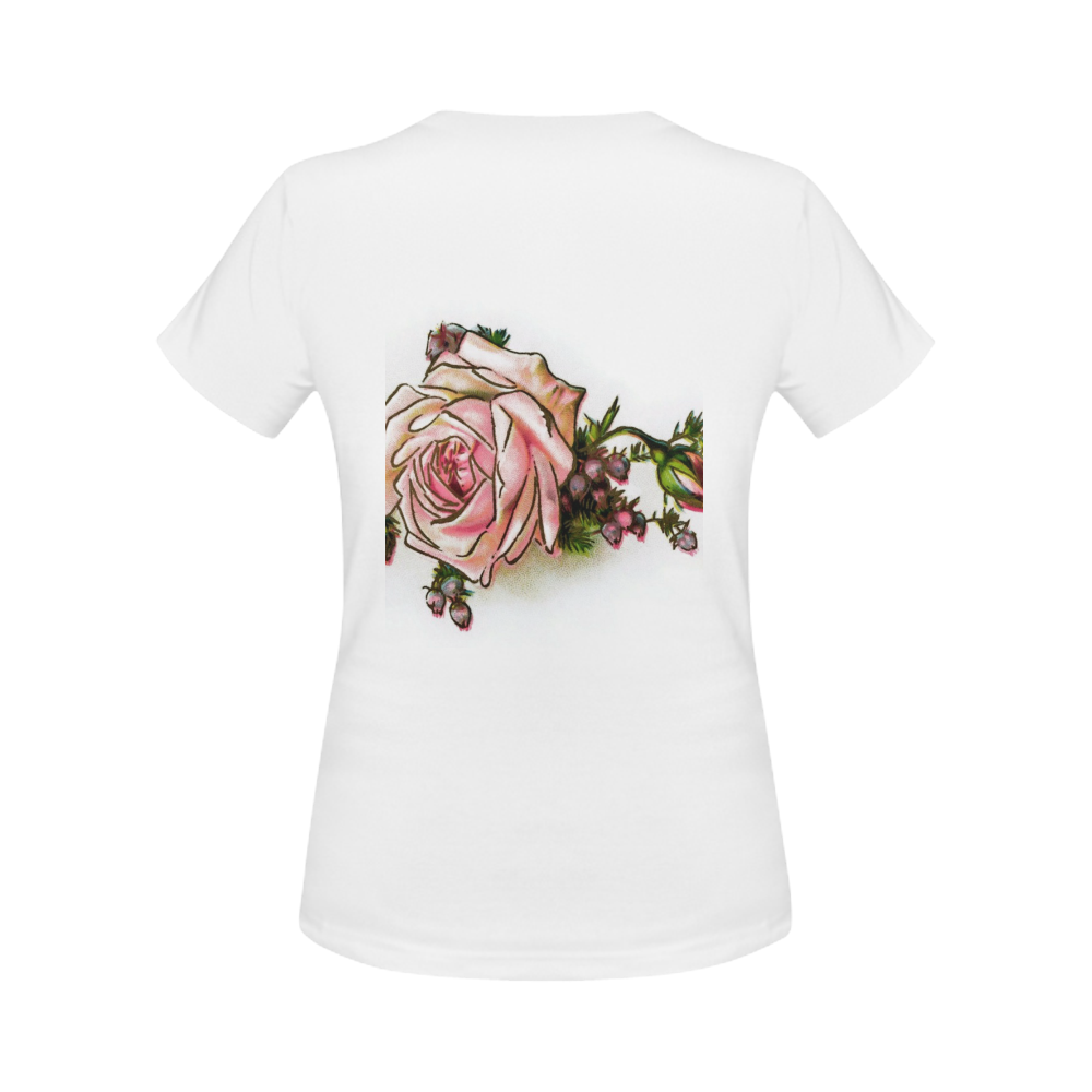Romantic Vintage Pink Roses Women's Classic T-Shirt (Model T17）