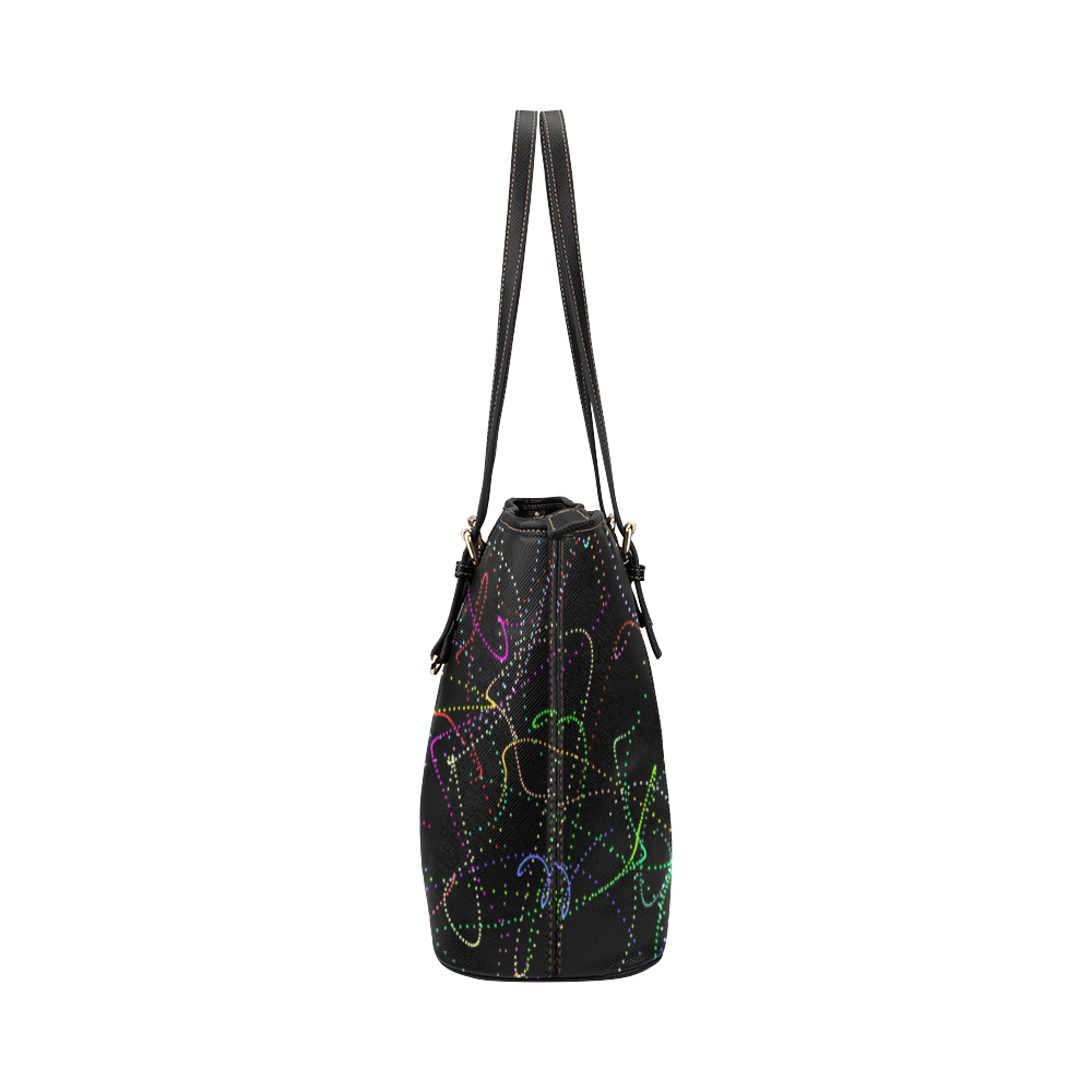 glowing in the dark Leather Tote Bag/Large (Model 1651)