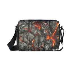 Red fire, black stone fantastic abstract texture Classic Cross-body Nylon Bags (Model 1632)