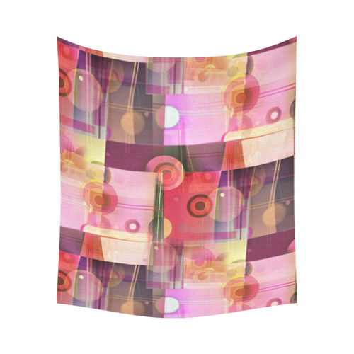 Pink Dreams Of Plaid Cotton Linen Wall Tapestry 60"x 51"