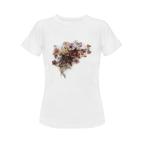 Vintage Pansy Floral Women's Classic T-Shirt (Model T17）
