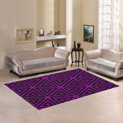 Purple/Black Triangular Pattern Area Rug7'x5'