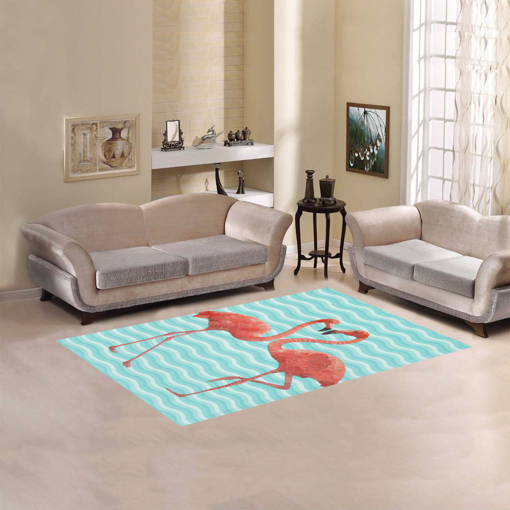 flamingo love Area Rug 5'x3'3''