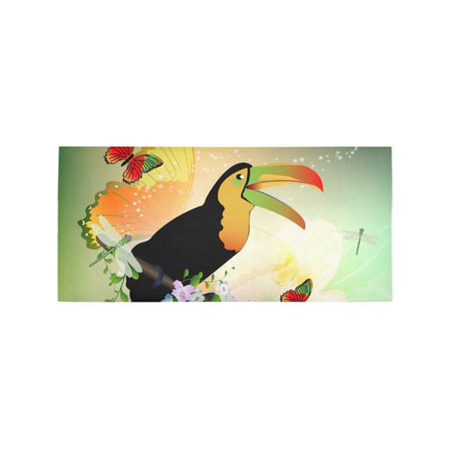 Funny toucan with flowers Area Rug 7'x3'3''