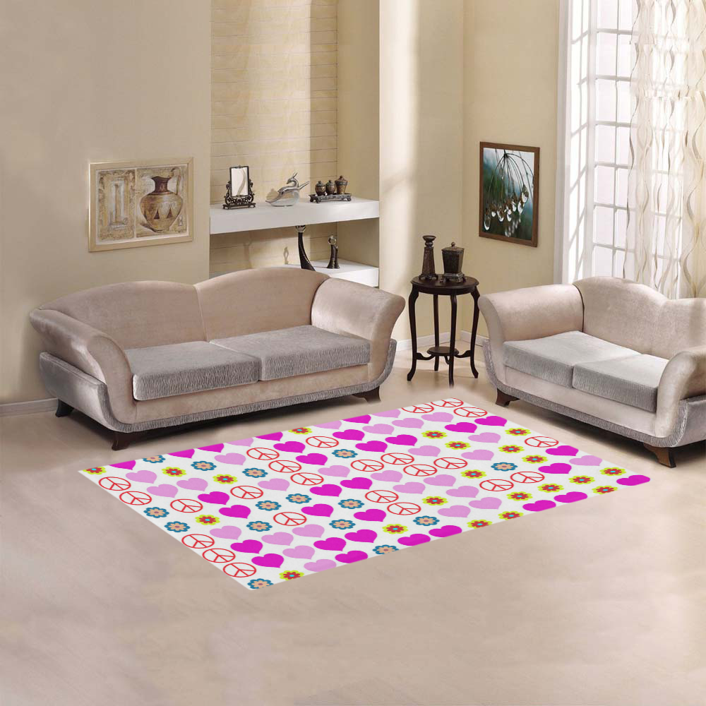 peace and love, pink Area Rug 5'x3'3''