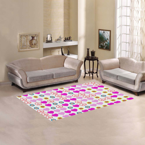 peace and love, pink Area Rug 5'x3'3''