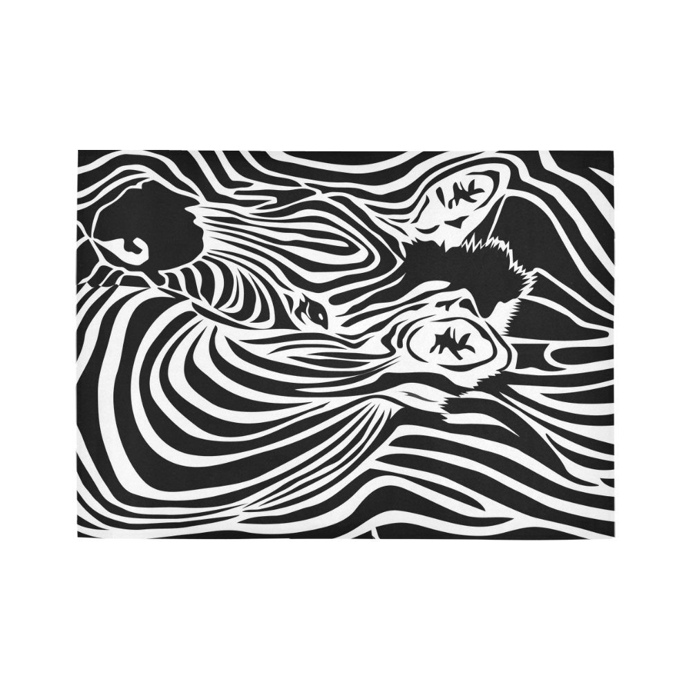 zebra opart, black and white Area Rug7'x5'