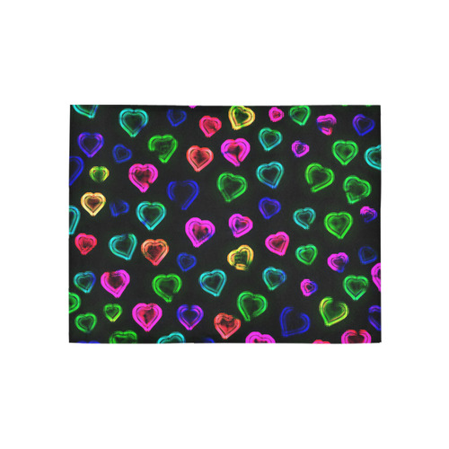 blurry neon hearts Area Rug 5'3''x4'