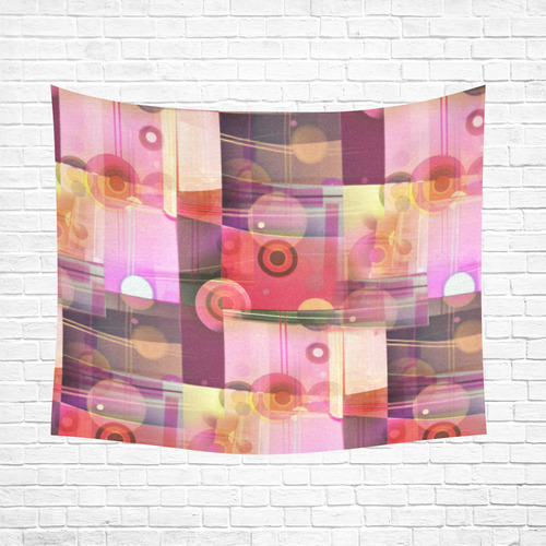 Pink Dreams Of Plaid Cotton Linen Wall Tapestry 60"x 51"