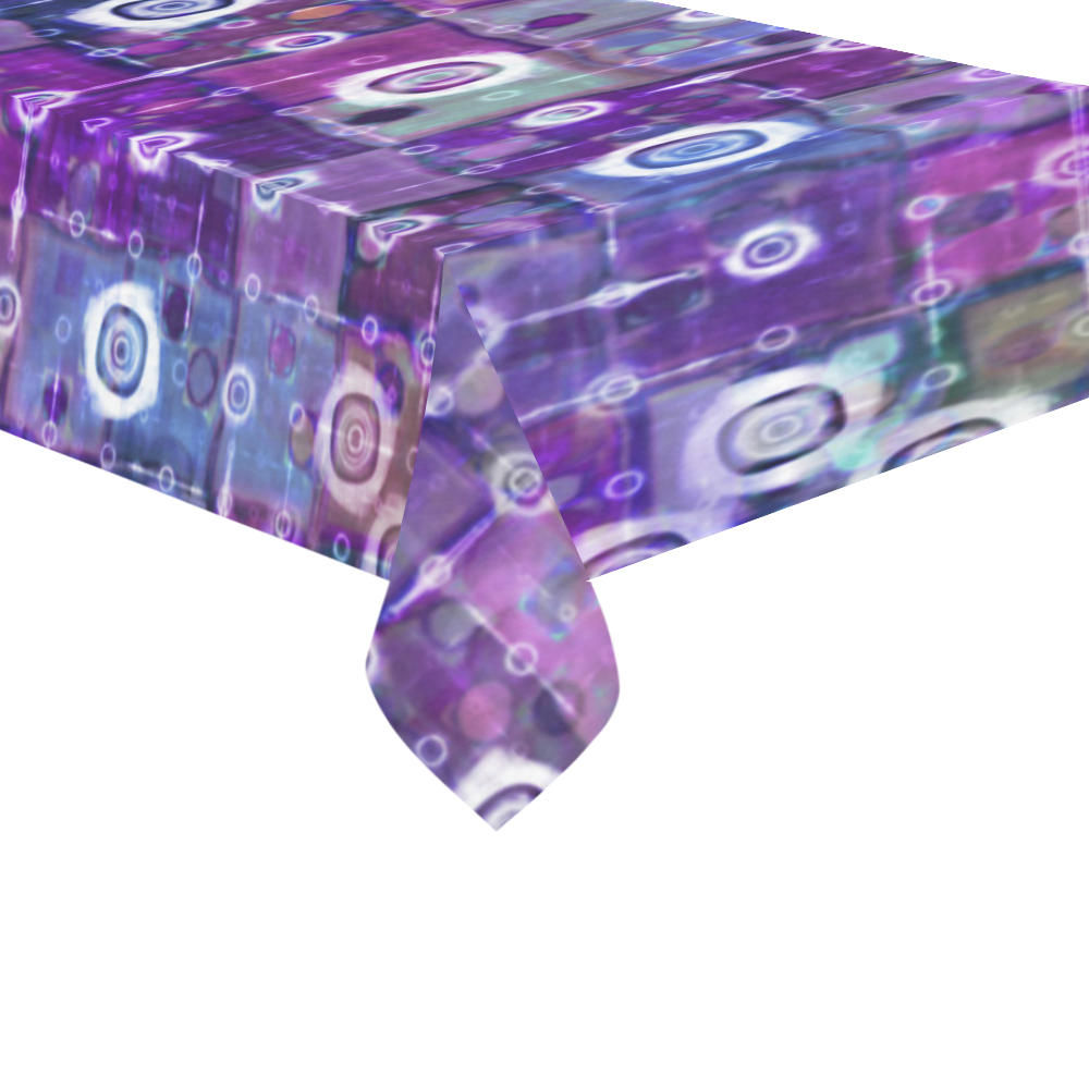 Purple Celestial Quilt Cotton Linen Tablecloth 60"x 104"
