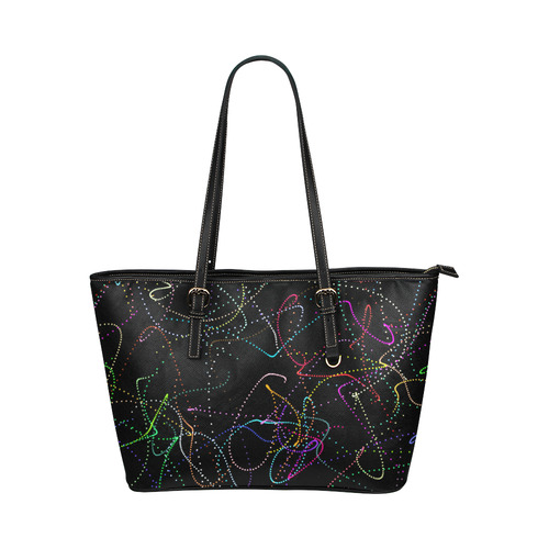 glowing in the dark Leather Tote Bag/Large (Model 1651)