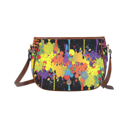 CRAZY multicolored double running SPLASHES Saddle Bag/Small (Model 1649) Full Customization