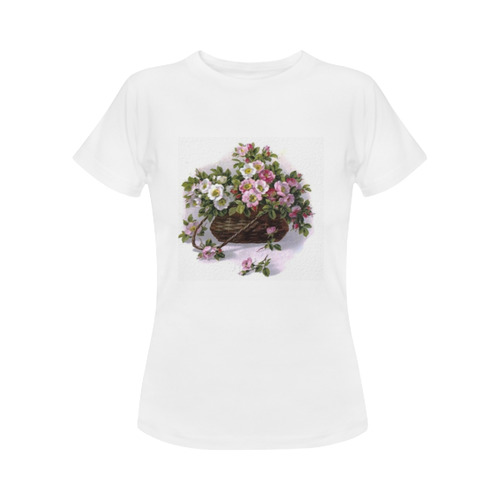 Vintage Wild Roses Basket Women's Classic T-Shirt (Model T17）