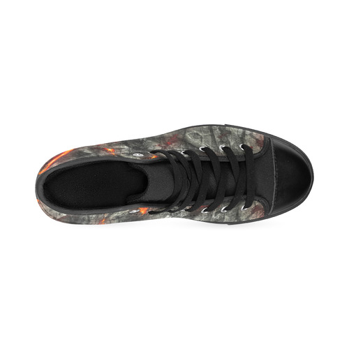 Red fire, black stone fantastic abstract texture Men’s Classic High Top Canvas Shoes /Large Size (Model 017)