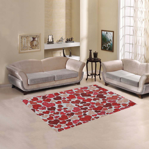 sparkling hearts, red Area Rug 5'3''x4'