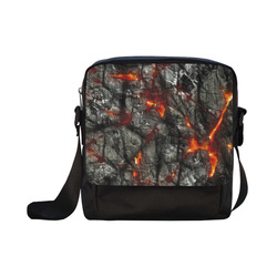 Red fire, black stone fantastic abstract texture Crossbody Nylon Bags (Model 1633)
