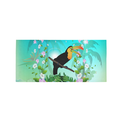 Cute toucan with flowers Area Rug 7'x3'3''